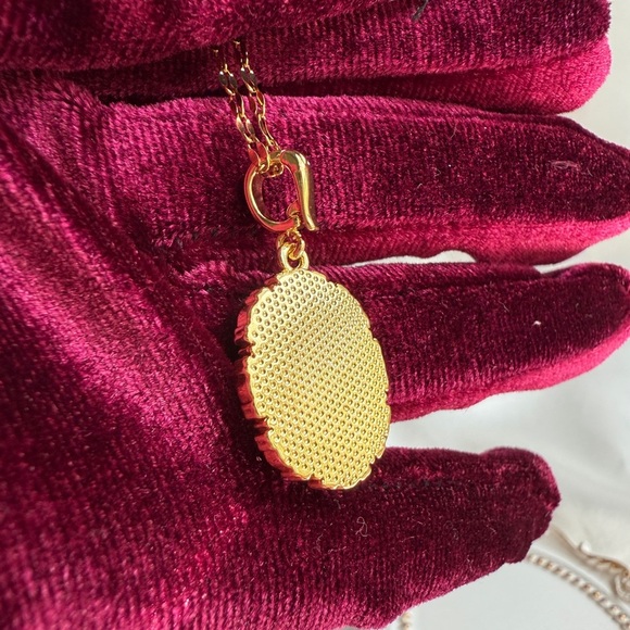 Anthropologie Gold and Blue Cameo Necklace - Picture 3 of 11